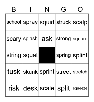 B I N G O Bingo Card