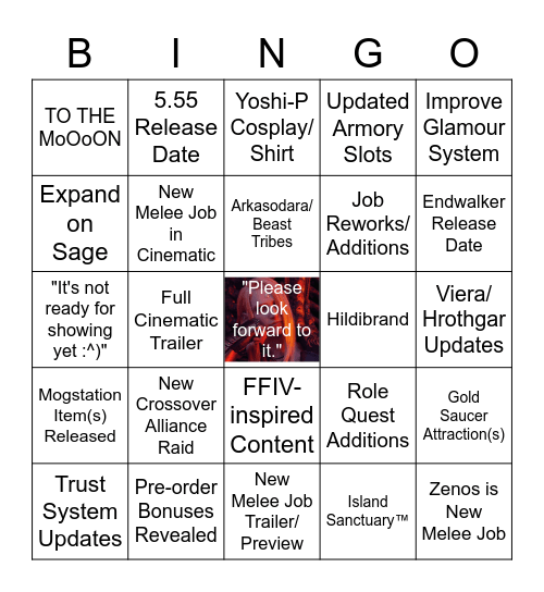 FFXIV Fanfest 2021 Bingo Card