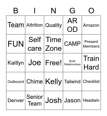 AR OD TEAM TRAINING EVENT Bingo Card