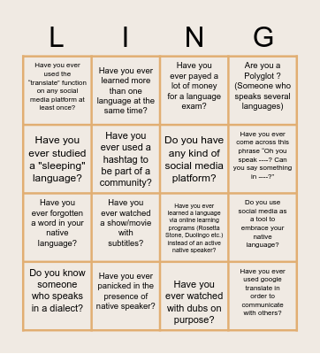 LINGO Bingo Card