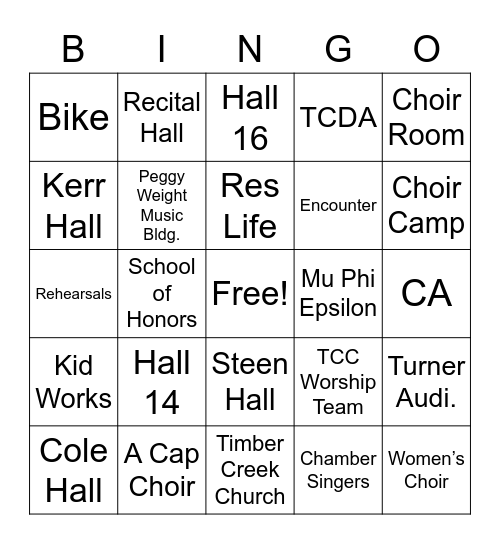 Grad Bingo Card