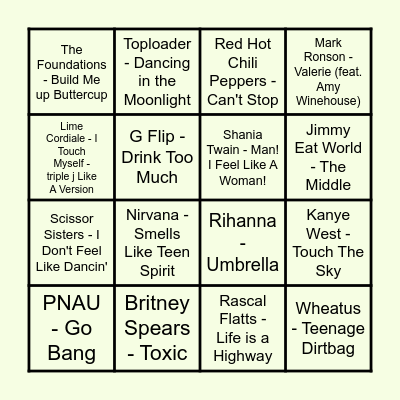 Prince Music Bingo #2 Bingo Card