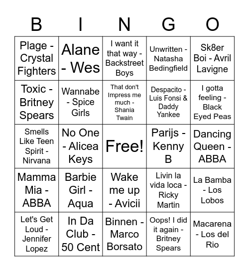 1 seconde bingo (3) Bingo Card