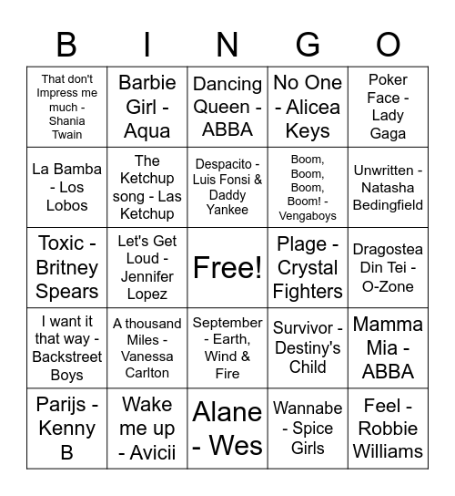 1 seconde bingo (4) Bingo Card