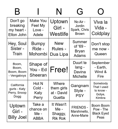 Muziekbingo 2020 ICEA (1) Bingo Card