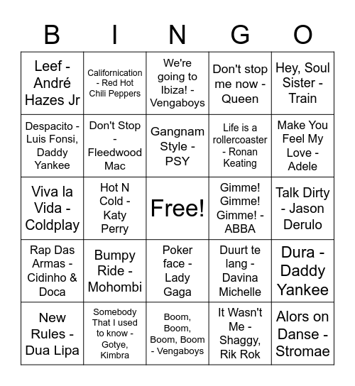 Muziekbingo 2020 ICEA (2) Bingo Card