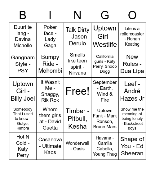 Muziekbingo ICEA 2020 (4) Bingo Card