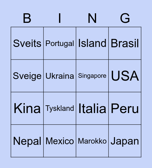 JORDA RUNDT BINGO Card