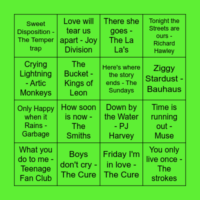 Rockin' in the Rain Bingo Card