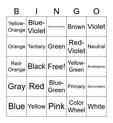 Color Wheel Bingo Card