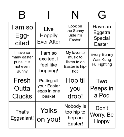 Hoppy Easter Disco Bingo!!! Bingo Card