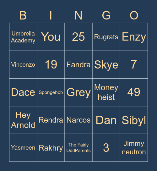 Alex's Bingo Card