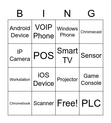 IT Asset Bingo Card