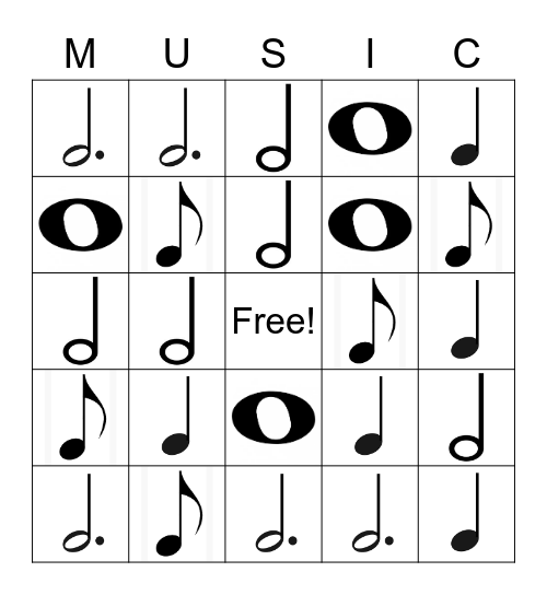 Note Value Bingo Card