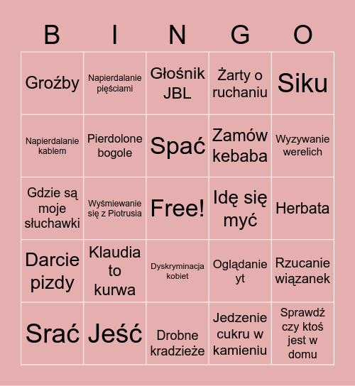 Nasze spotkanie Bingo Card