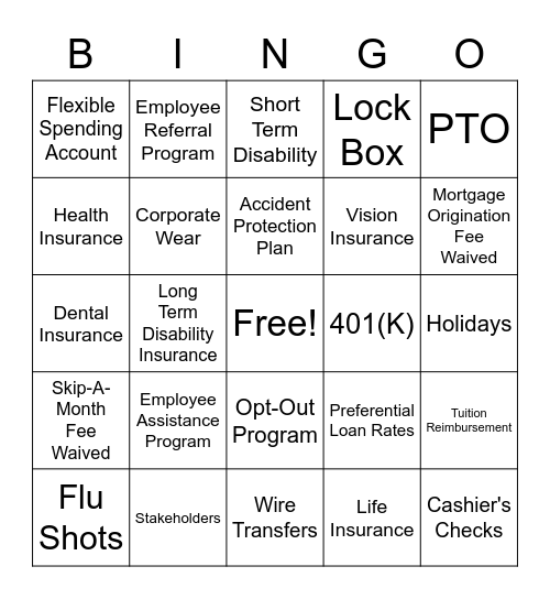 Patriot FCU Benefit Bingo Card