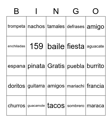 Cinco de mayo Winfield School District Bingo Card