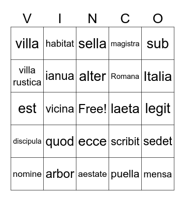 Ecce Romani I Bingo Card