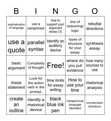 AP Review Bingo Card