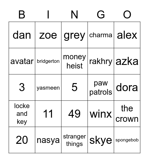 Untitled Bingo Card