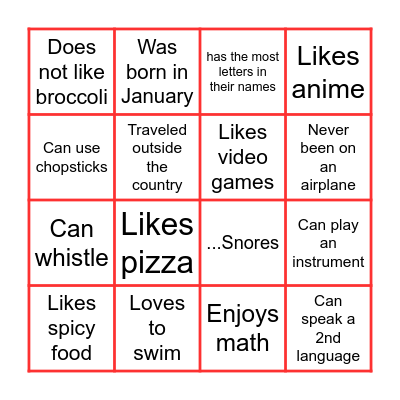 My friends and I Bingo Card