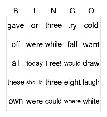 Literacy Group Bingo Card
