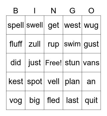 RbD Book 1 NSW Bingo Card