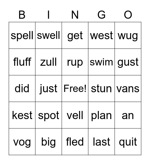 RbD Book 1 NSW Bingo Card
