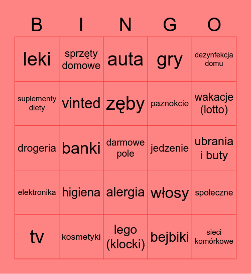 bingo reklamowe Bingo Card