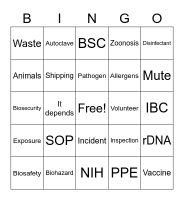 SEBSA Symposium Bingo Card