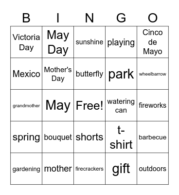 May Words Bingo Card