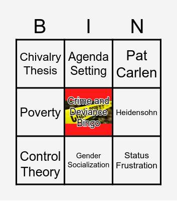 Crime and Deviance Bingo Card
