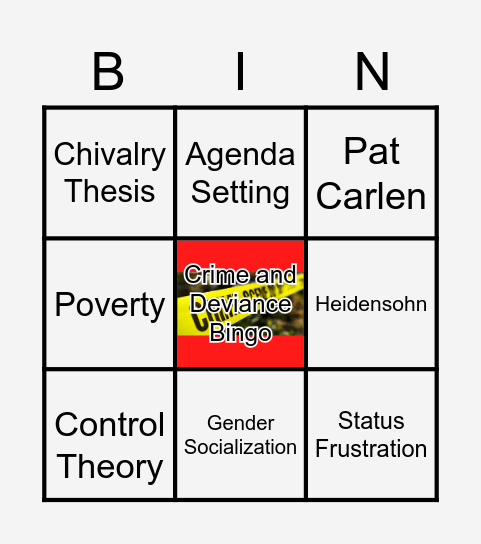 Crime and Deviance Bingo Card