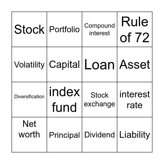 FINANCE BINGO Card