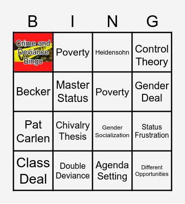 Crime and Deviance Bingo Card