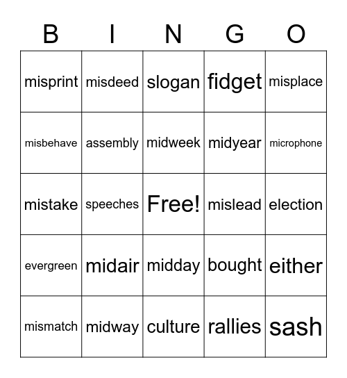 Untitled Bingo Card