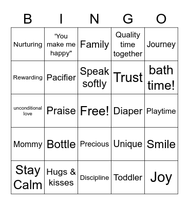 Parenting Bingo Card