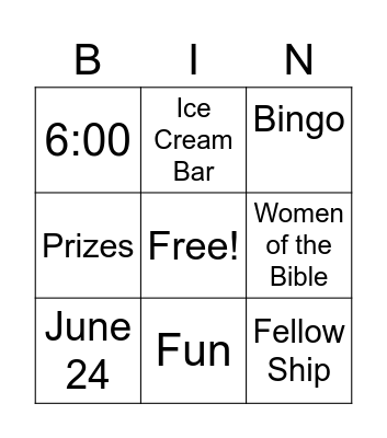 Women's Ministry Bingo Card