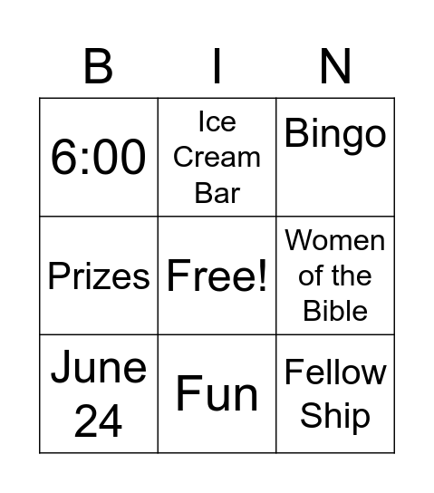 Women's Ministry Bingo Card