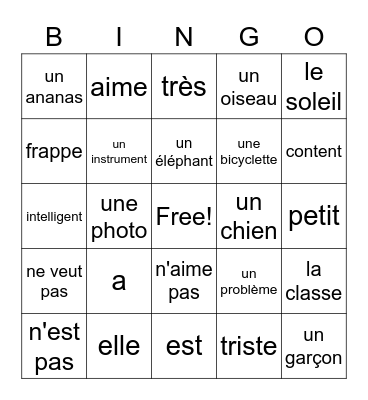 French 8 Story 2 Bingo Card