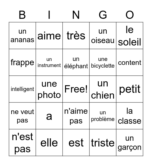 French 8 Story 2 Bingo Card