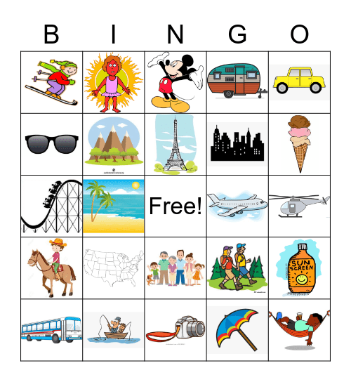 Vacations Bingo Card