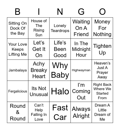 Music Bingo 11 Bingo Card