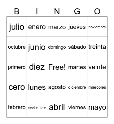 El Calendario Bingo Card
