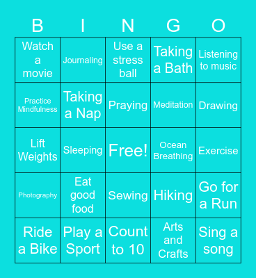 Coping Skills Bingo Card