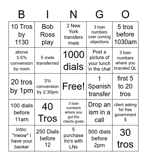 Odyssey Bingo Card