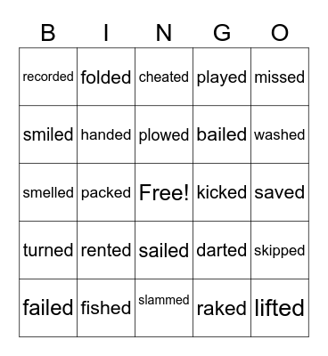 3 sounds of -ed Bingo Card