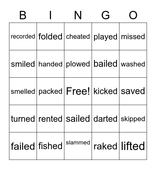 3 sounds of -ed Bingo Card