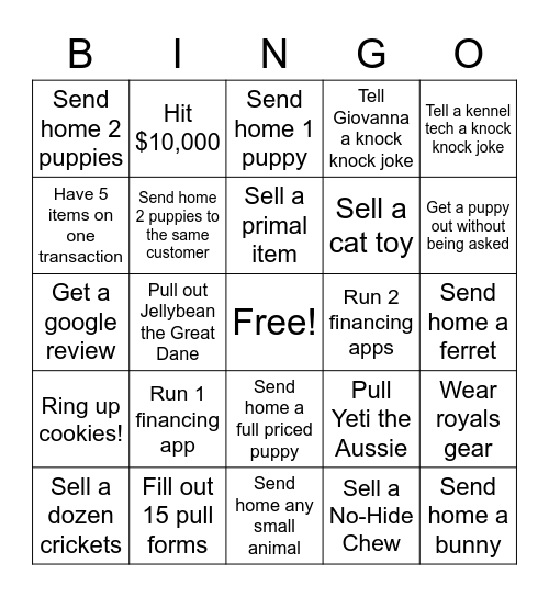 Petland Saturdayyyyyy :-) Bingo Card