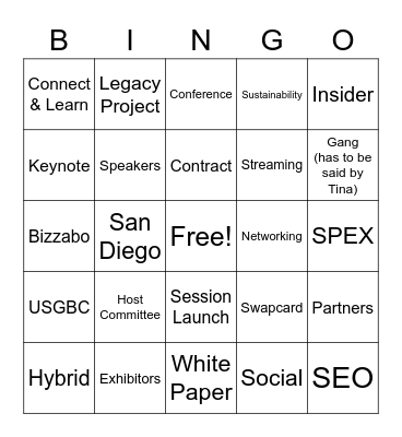 Greenbuild Bingo Card